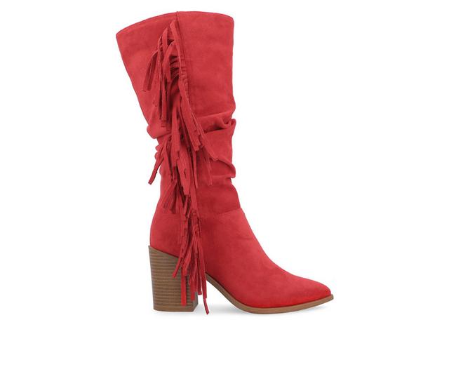 Women's Journee Collection Hartly-WC Mid Calf Western Inspired Boot in Red color