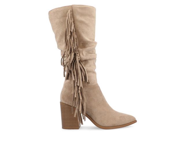 Women's Journee Collection Hartly-XWC Mid Calf Western Inspired Boot in Taupe color