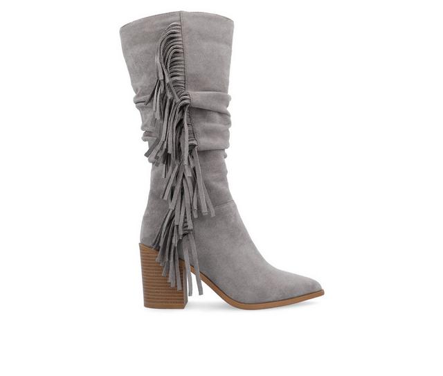 Women's Journee Collection Hartly-XWC Mid Calf Western Inspired Boot in Grey color