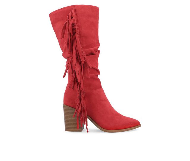 Women's Journee Collection Hartly-XWC Mid Calf Western Inspired Boot in Red color