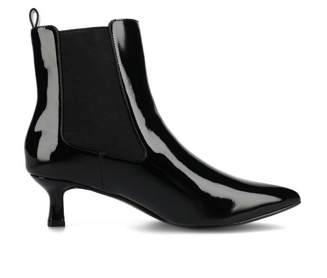 Women's Journee Collection Tenlee Heeled Booties in Black Patent color