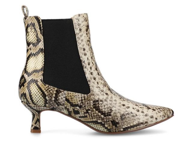 Women's Journee Collection Tenlee Heeled Booties in Snake color