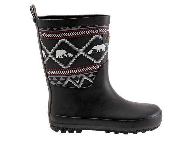 Kids' Pendleton Toddler Lost Trail Mid Waterproof Rain Boots in Black color