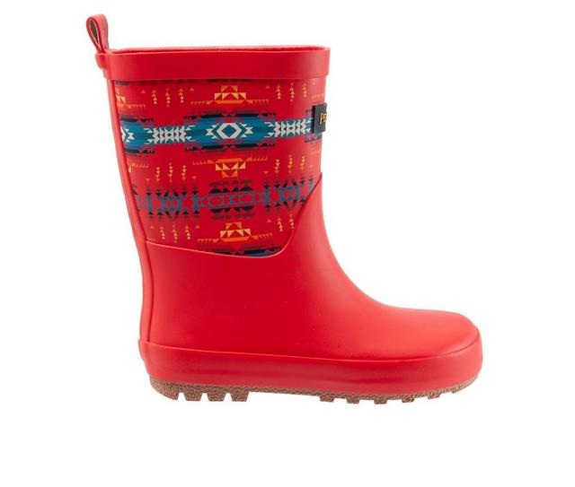 Kids' Pendleton Toddler Pilot Rock Mid Waterproof Rain Boots in Red color