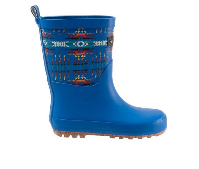 Kids' Pendleton Toddler Pilot Rock Mid Waterproof Rain Boots in Blue color