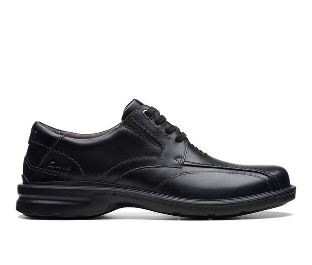 Men's Clarks Gessler Lace Dress Shoes in Black Leather color