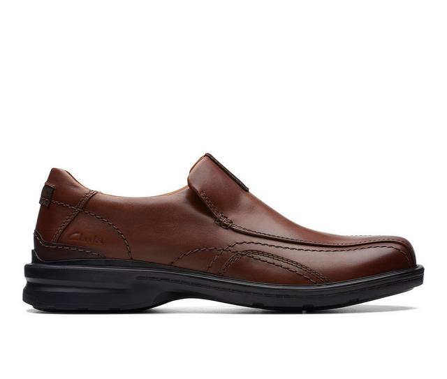 Men's Clarks Gessler Step Dress Loafers in Dark Tan Lea color