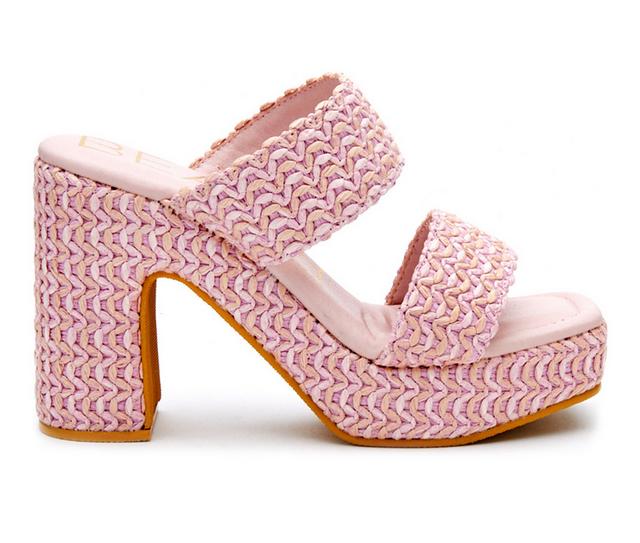 Women's Beach by Matisse Gem Block Heel Platform Sandals in Pink color