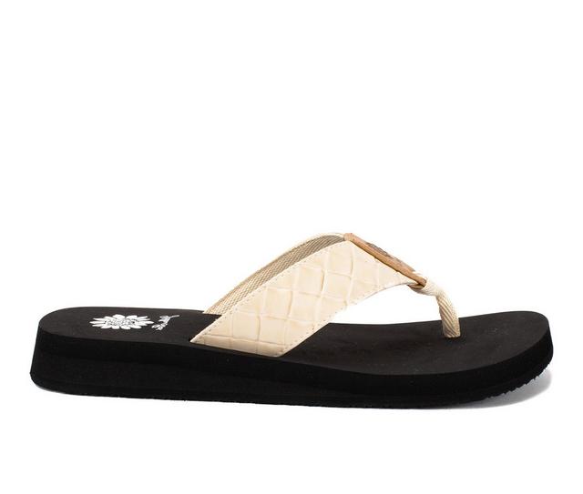 Women's Yellow Box Flop Hop Flip-Flops in Ivory color