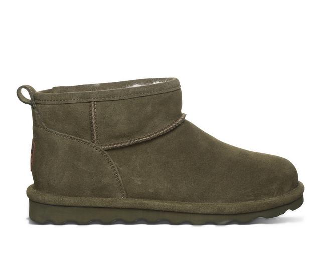 Women's Bearpaw Shorty Winter Boots in Dark Olive color