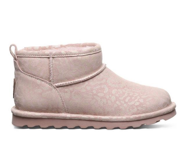 Women's Bearpaw Shorty Exotic Winter Boots in Pink Leopard color