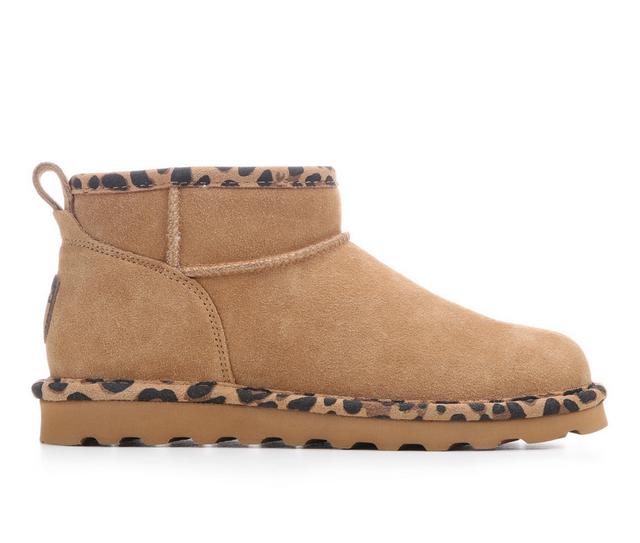 Women's Bearpaw Shorty Exotic Winter Boots in Tobacco Leopard color
