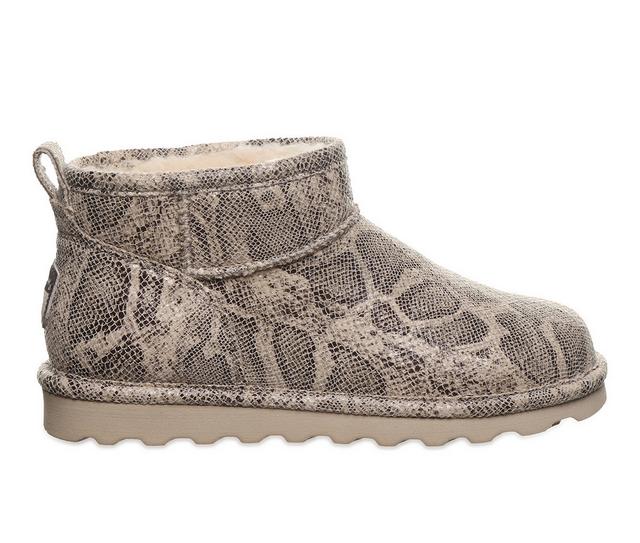 Women's Bearpaw Shorty Exotic Winter Boots in Oat Snake color