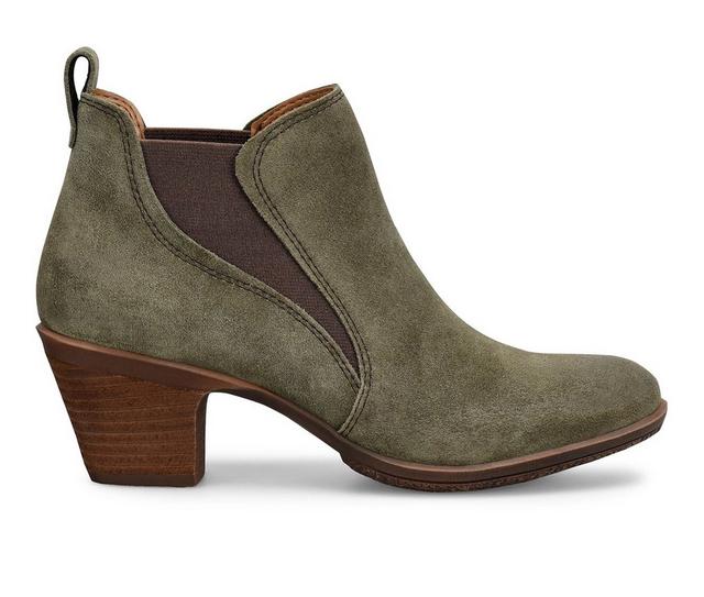 Women's Comfortiva Bailey Heeled Booties in Olive Fatigue color