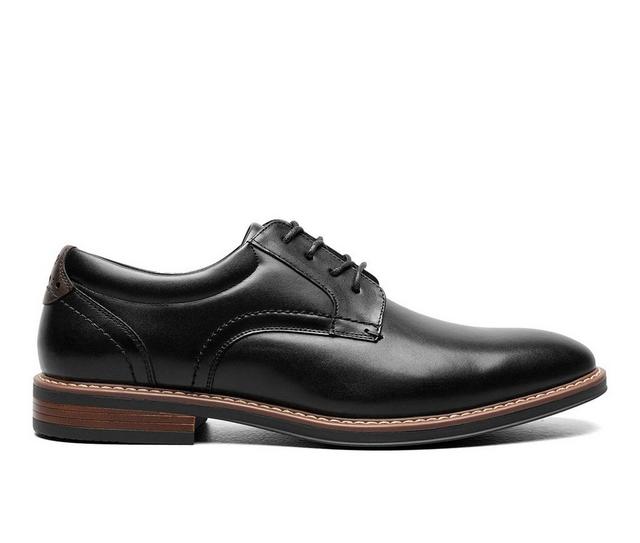 Men's Nunn Bush Centro Flex Plain Toe Oxford Dress Shoes in Black color