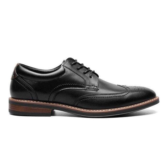 Men's Nunn Bush Centro Flex Wingtip Oxford Dress Shoes in Black color