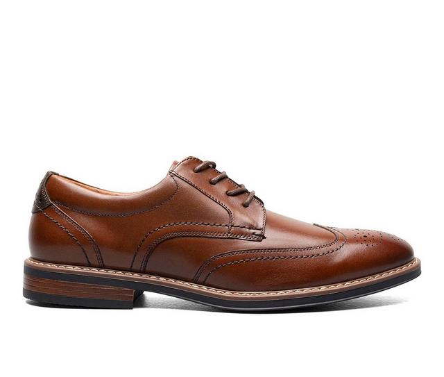 Men's Nunn Bush Centro Flex Wingtip Oxford Dress Shoes in Cognac color