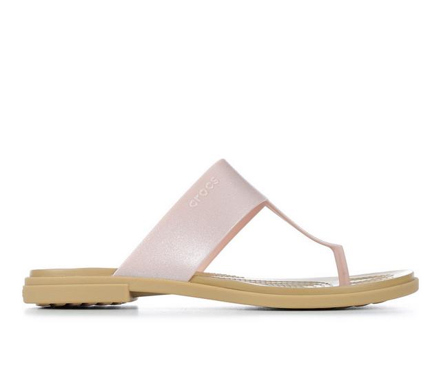 Women's Crocs Tulum Metallic Sandals in Pink Clay color