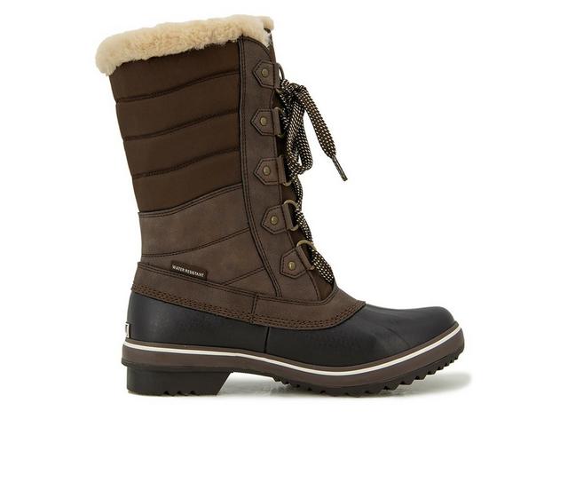 Women's JBU Siberia Water Resistant Mid Calf Winter Boots in Brown color