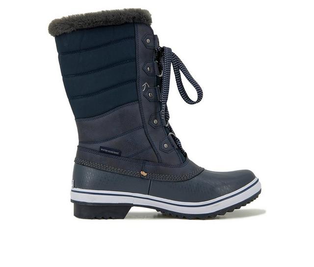 Women's JBU Siberia Water Resistant Mid Calf Winter Boots in Navy color