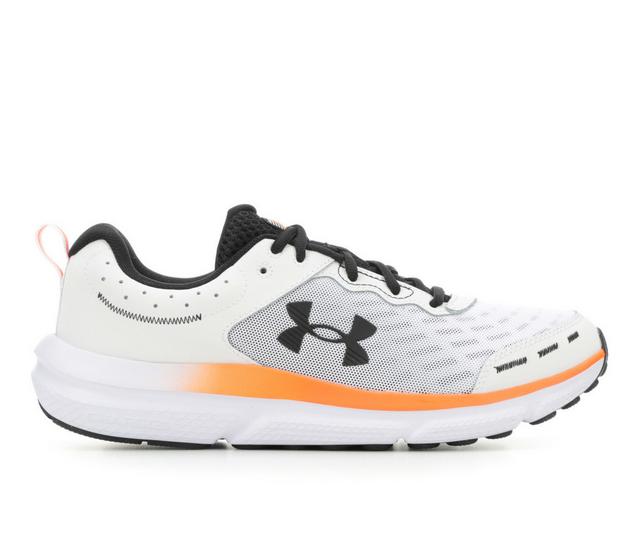 Men's Under Armour Charged Assert 10 Running Shoes in White/Blk/Orang color