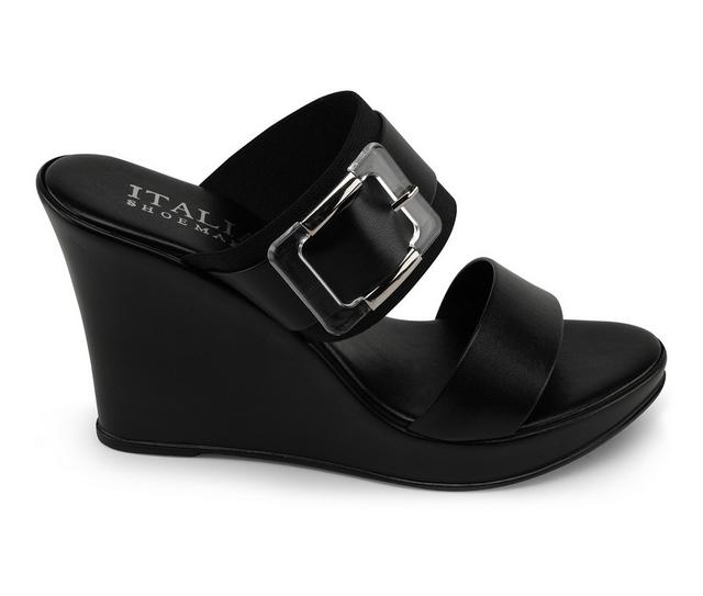 Women's Italian Shoemakers Walda Wedge Sandals in Black color