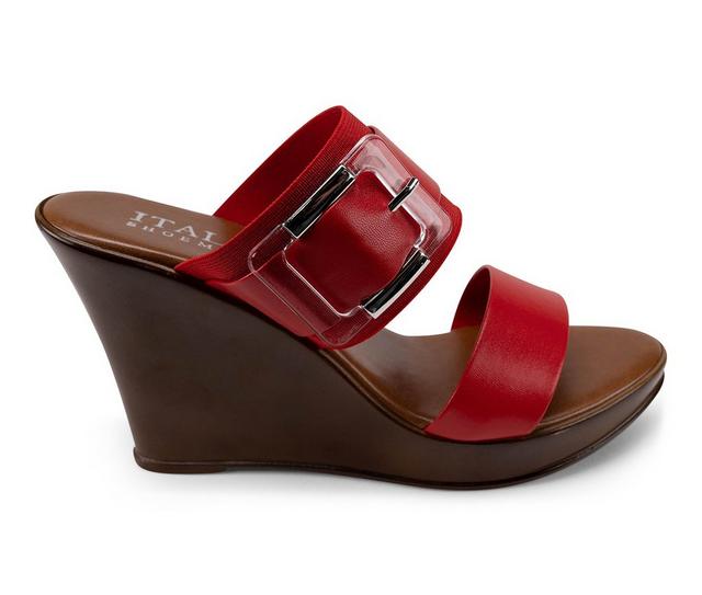 Women's Italian Shoemakers Walda Wedge Sandals in Red color