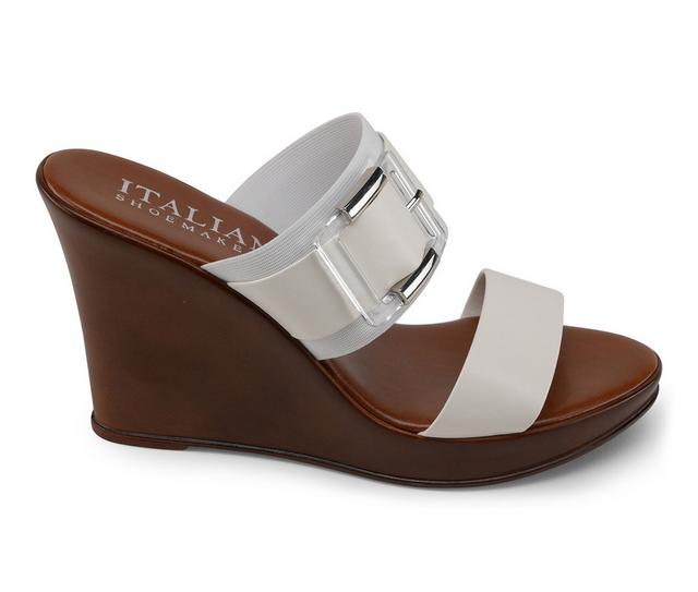 Women's Italian Shoemakers Walda Wedge Sandals in White color
