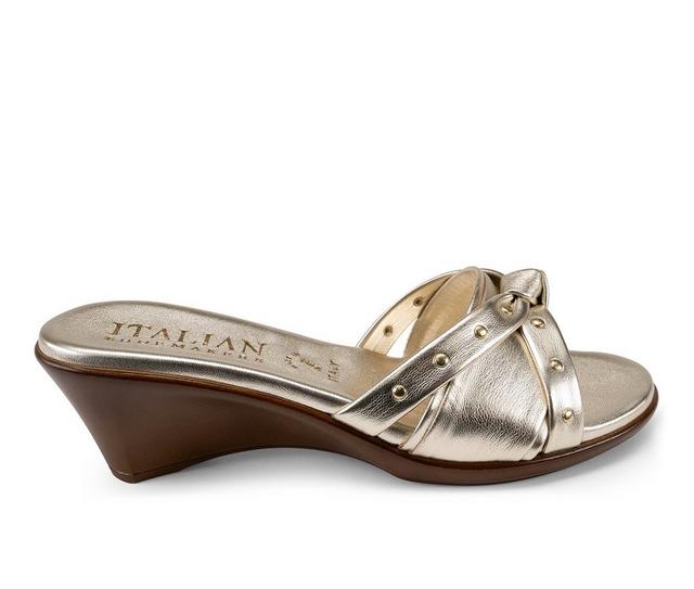 Women's Italian Shoemakers Avra Wedge Sandals in Platinum color