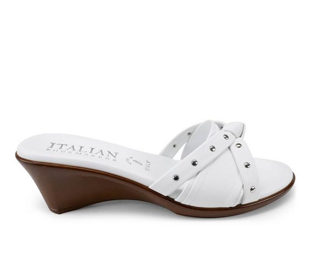 Women's Italian Shoemakers Avra Wedge Sandals in White color