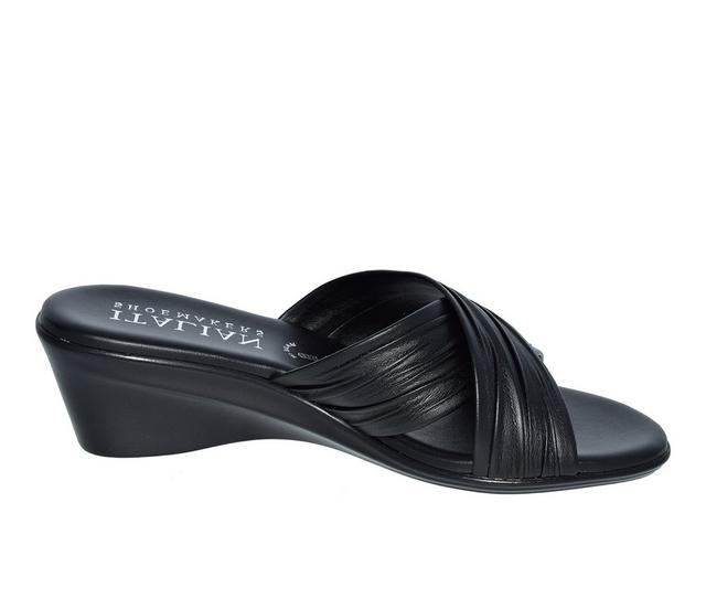 Women's Italian Shoemakers Kenny Wedge Sandals in Black color