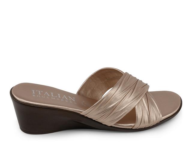 Women's Italian Shoemakers Kenny Wedge Sandals in Champagne color