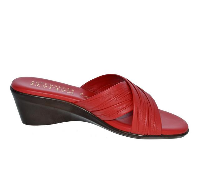 Women's Italian Shoemakers Kenny Wedge Sandals in Red color