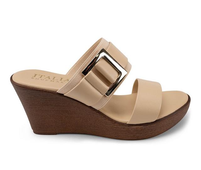 Women's Italian Shoemakers Cai Wedge Sandals in Natural color