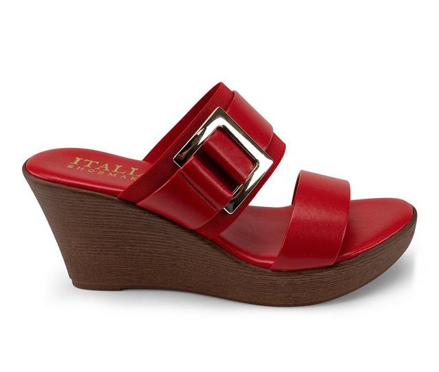Women's Italian Shoemakers Cai Wedge Sandals in Red color