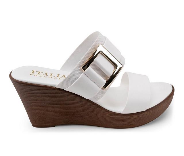 Women's Italian Shoemakers Cai Wedge Sandals in White color