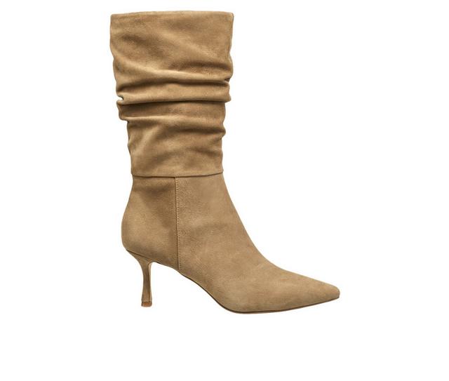 Women's French Connection Liam Knee High Heeled Boots in Taupe Suede color