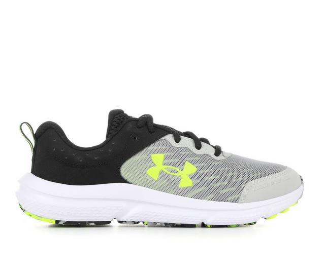 Kids' Under Armour Big Kid Assert 10 Wide Running Shoes in Gry/Blk/Yellow color