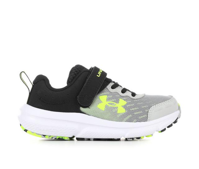 Kids' Under Armour Little Kid Assert 10 Wide Preschool Running Shoes in Gry/Blk/Yellow color