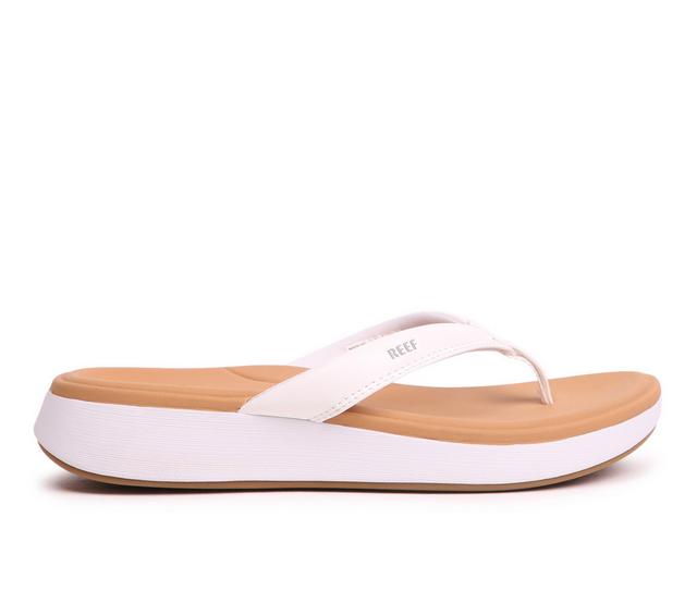 Women's Reef Cushion Cloud Flip-Flops in White/Tan color