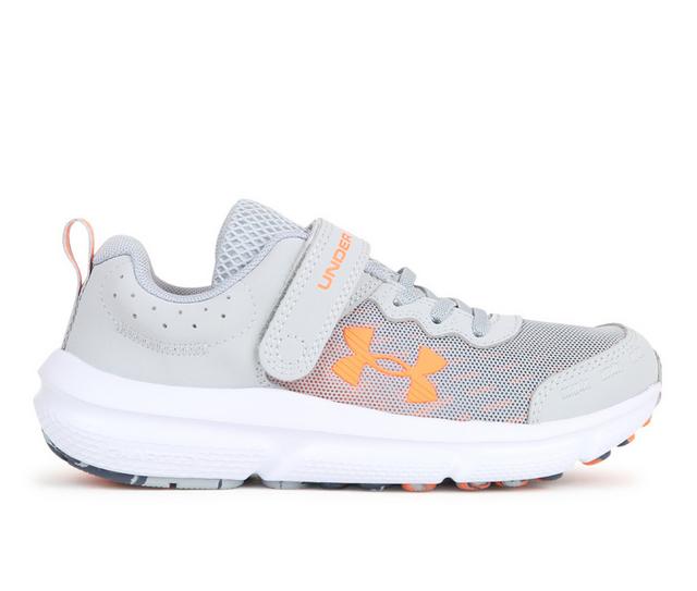 Boys' Under Armour Little Kid Assert 10 Preschool Running Shoes in Grey/Orange color