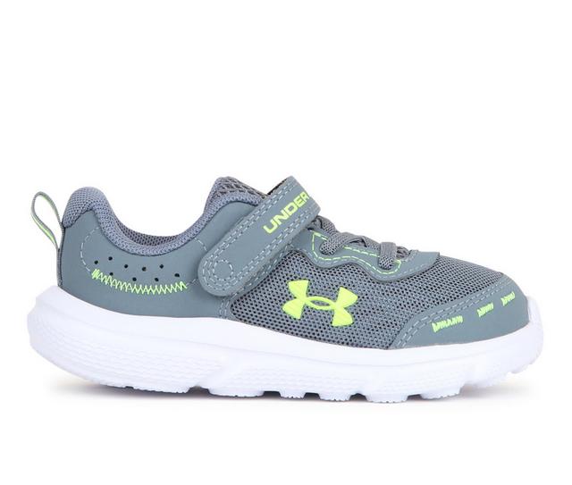 Boys' Under Armour Toddler Assert 10 AC Running Shoes in Grav/Blu/Lime color