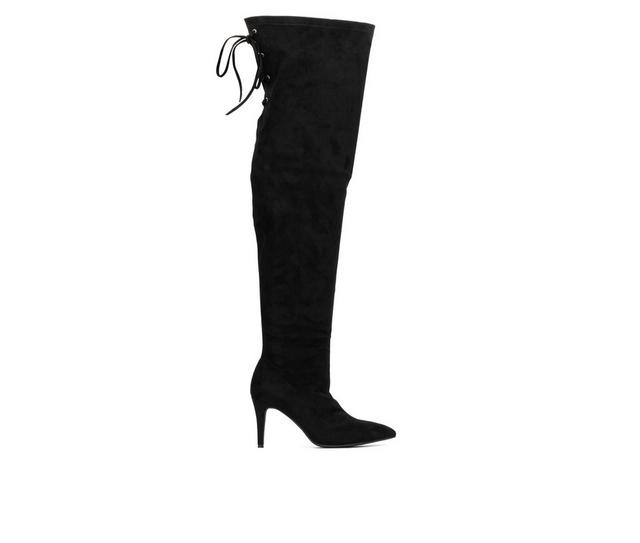 Women's Fashion to Figure Larissa XWC Over the Knee Heeled Boots in Black Wide color