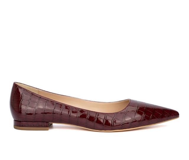 Women's Fashion to Figure Bailey Wide Width Flats in Burgundy Wide color