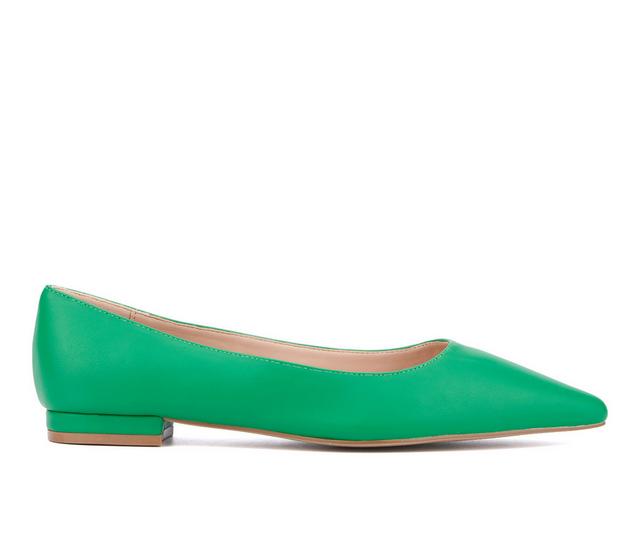 Women's Fashion to Figure Bailey Wide Width Flats in Green Smooth W color