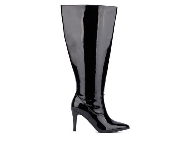 Women's Fashion to Figure Lisette XWC Knee High Boots in Black Pat Wide color