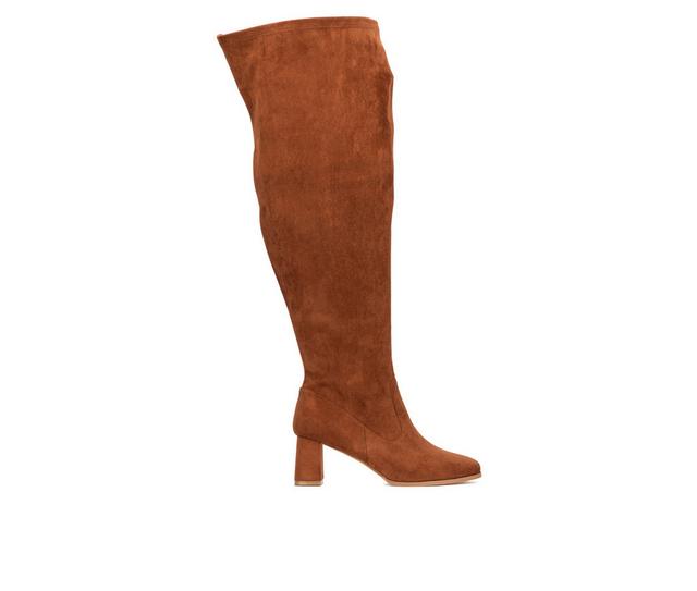 Women's Fashion to Figure Natalia XWC Over The Knee High Boots in Cognac Wide color