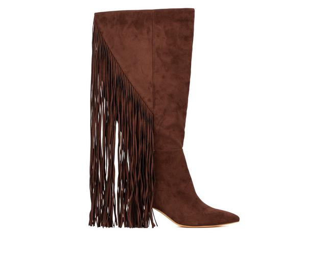 Women's Fashion to Figure Lenita XWC Knee High Boots in Brown Wide color