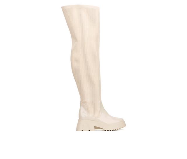 Women's Fashion to Figure Odelia XWC Over the Knee Boots in Nude Wide color