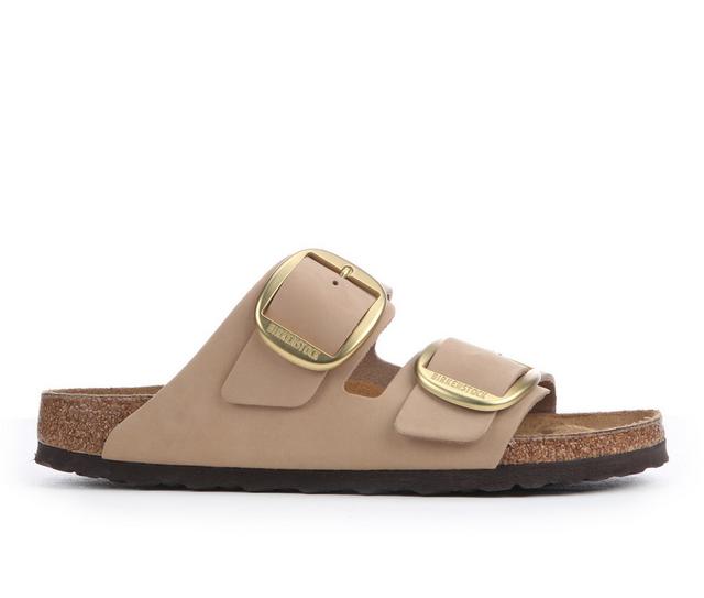 Women's Birkenstock Arizona Big Buckle Footbed Sandals in Sandcastle color